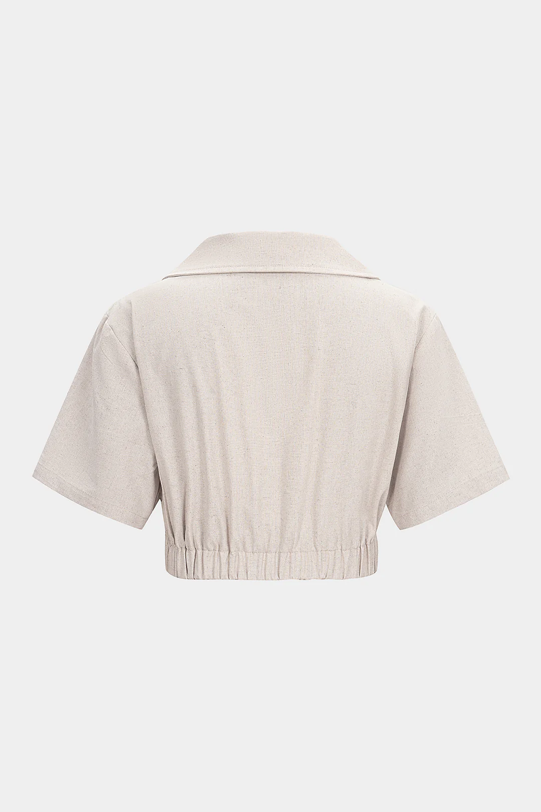 Linen Lapel Twist Knot Cropped Top - Flockneti