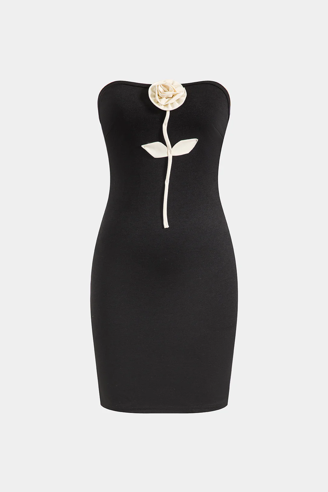 3D Flower Strapless Sleeveless Mini Dress - Flockneti