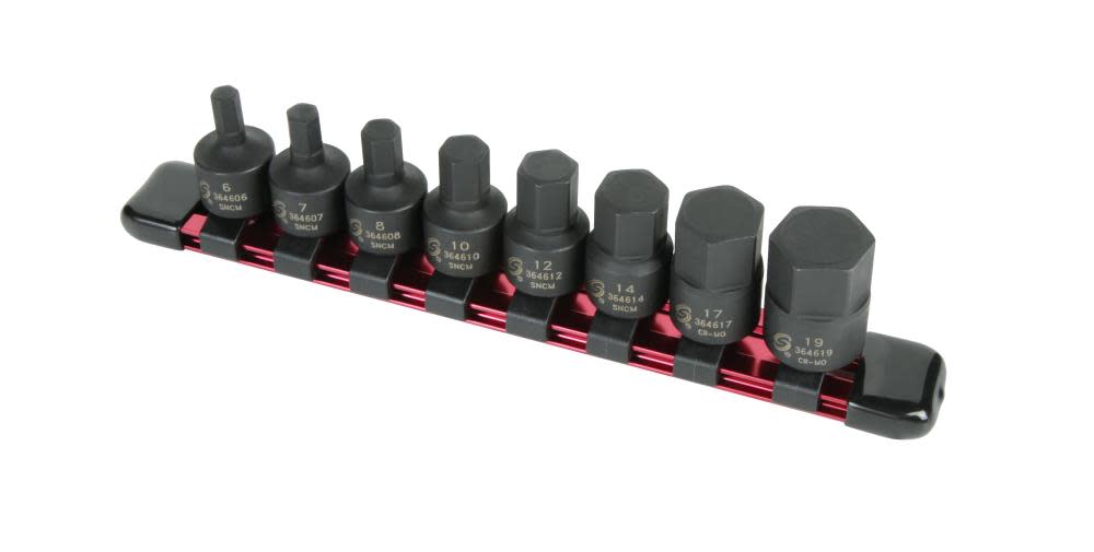 Sunex 8 pc. 3/8 In. Drive Metric Stubby Impact Hex Driver Set - Flockneti