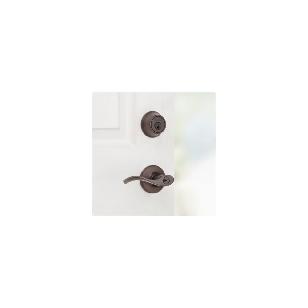 Kwikset Venetian Bronze Balboa Door Lever & Single Cylinder Deadbolt Set - Flockneti