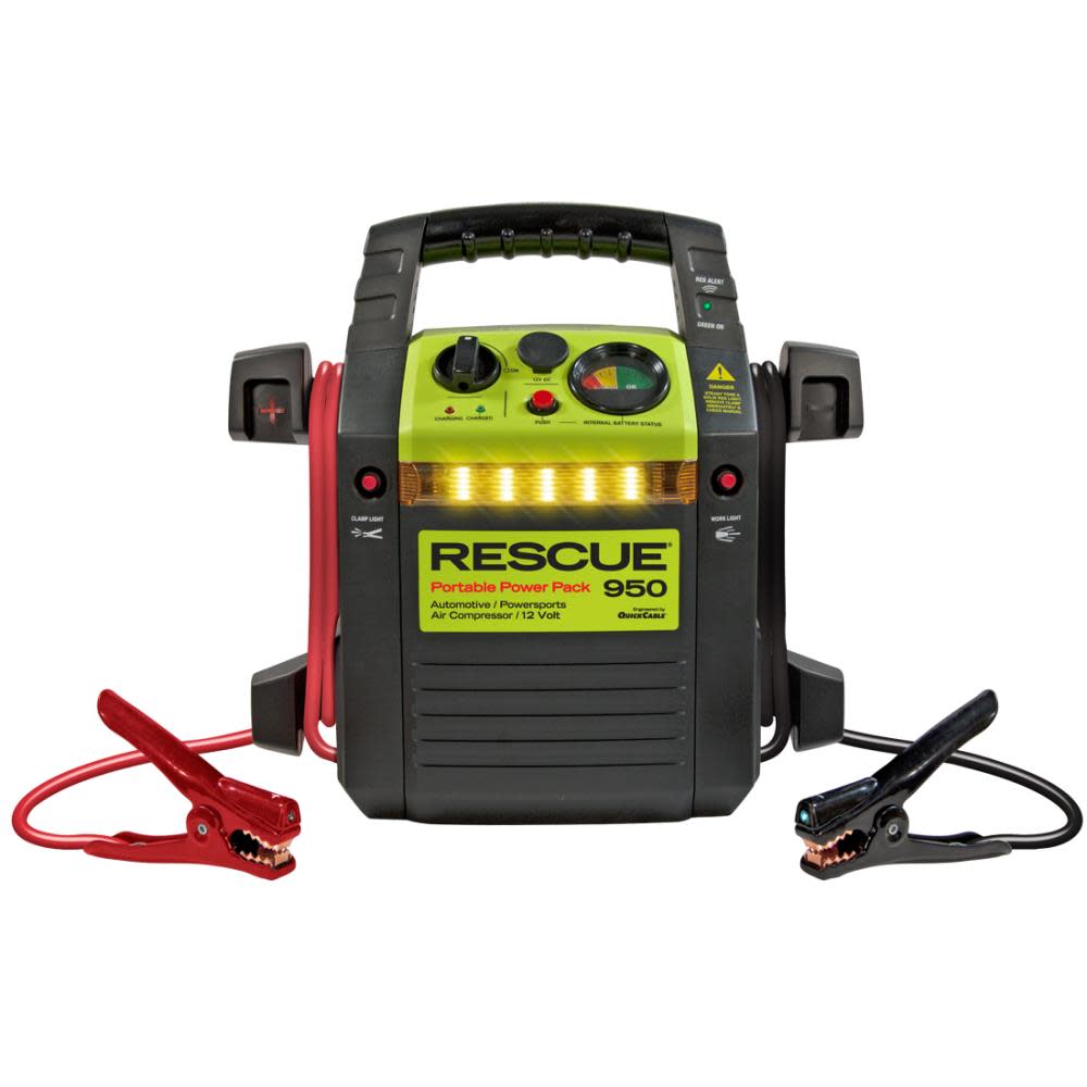 Quick Cable 6 gal 400/900 Amp 12 V Air Compressor RESCUE 950 Jump Pack with 55 In. Cables - Flockneti