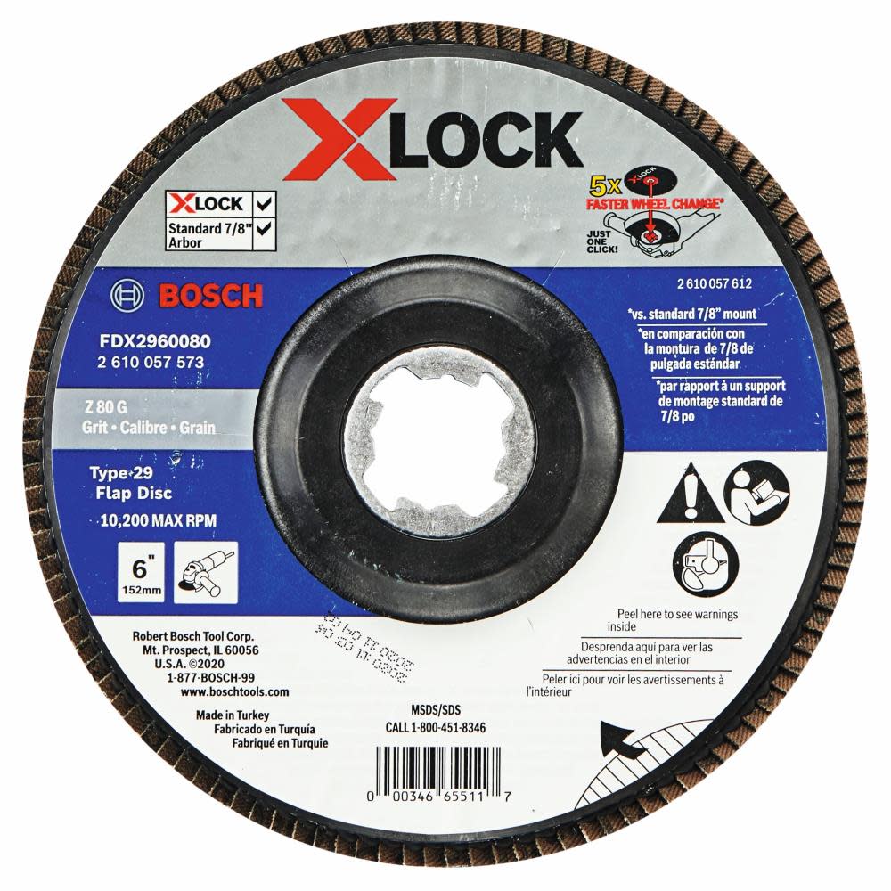 Bosch X LOCK Arbor Type 29 80 Grit Flap Disc 6″ - Flockneti