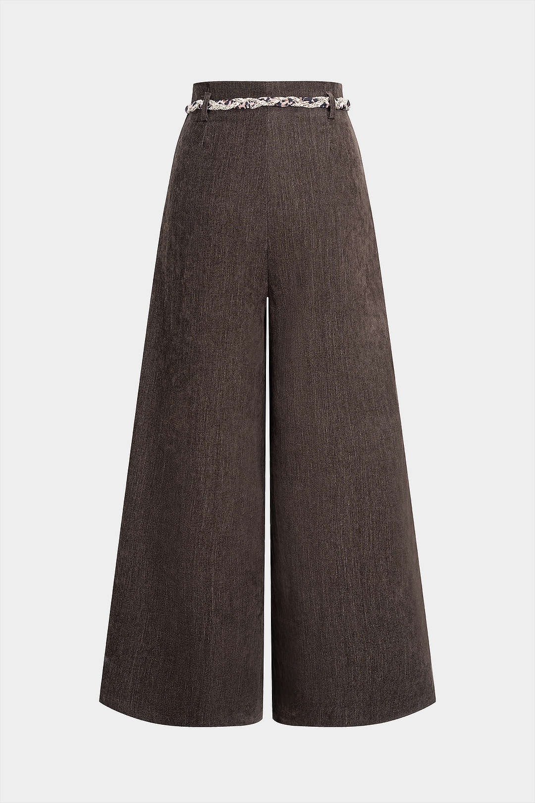 Leopard Print Braided Belted High Waist Pants - Flockneti