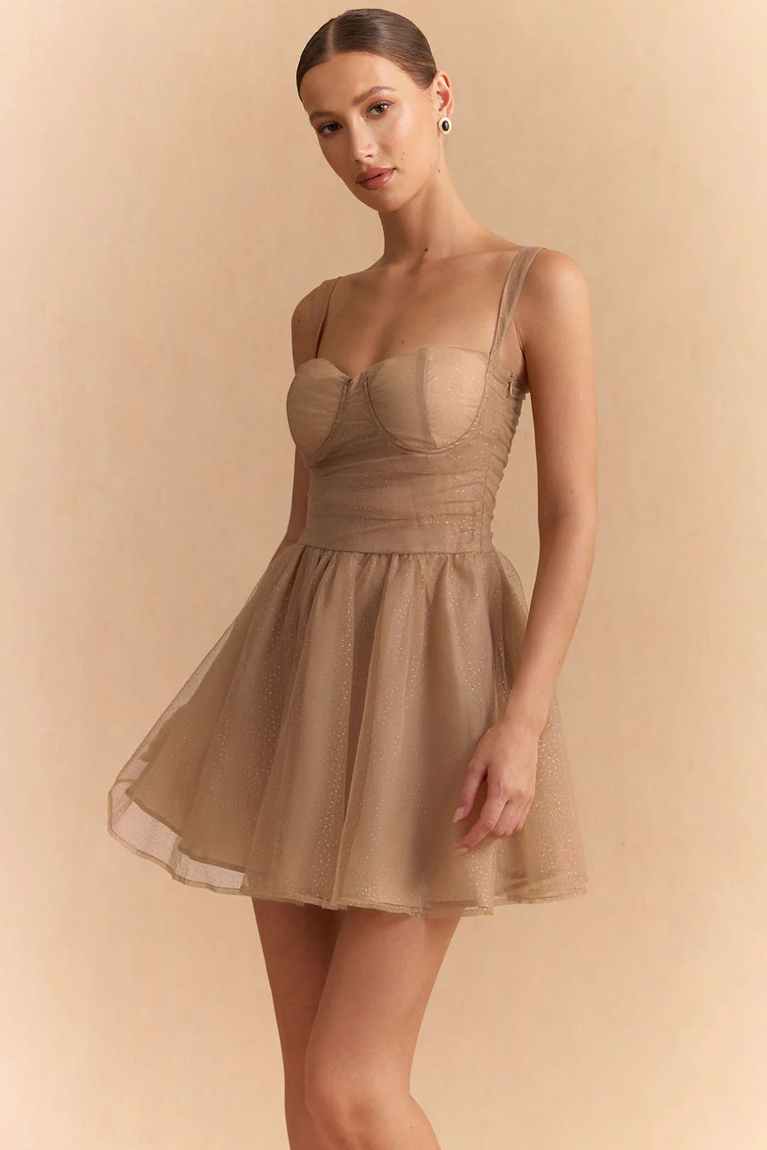 Chiffon Patchwork Bow Butterfly Ruched Slip Sleeveless Mini Dress - Flockneti