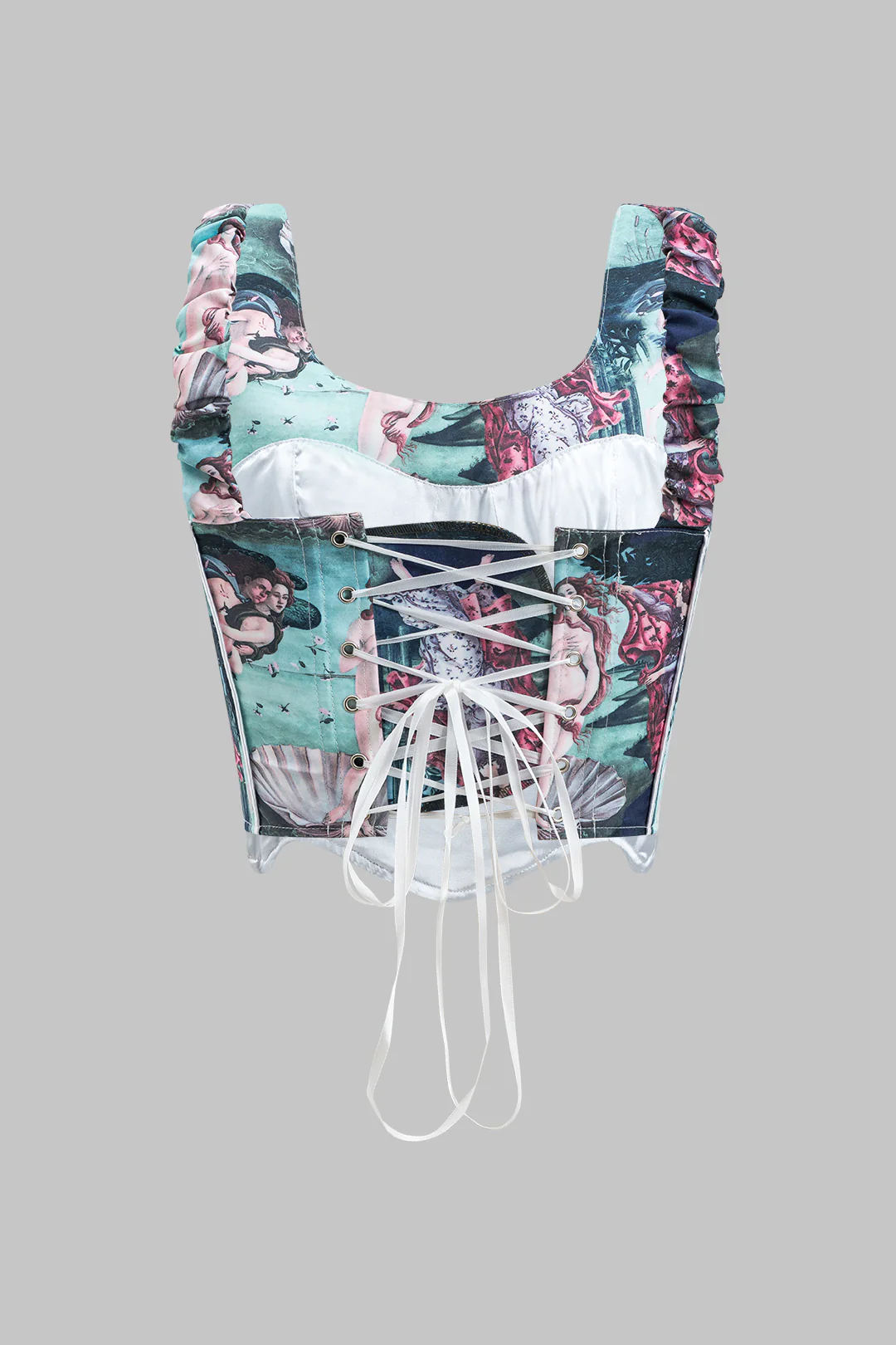 Abstract Shell Print Corset Tie-Back Tank Top - Flockneti