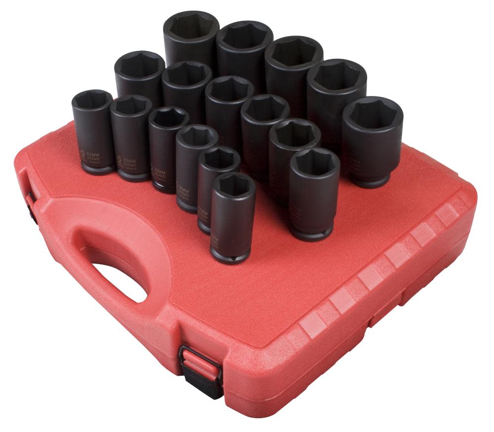 Sunex 3/4 In. Drive Deep Metric Impact Socket Set 17 pc. - Flockneti