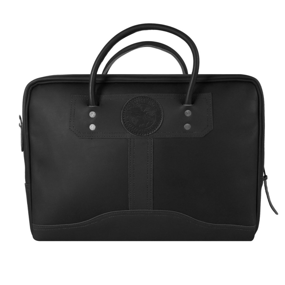 Duluth Pack 23 Liter Capacity Black Smooth Leather Computer Briefcase - Flockneti