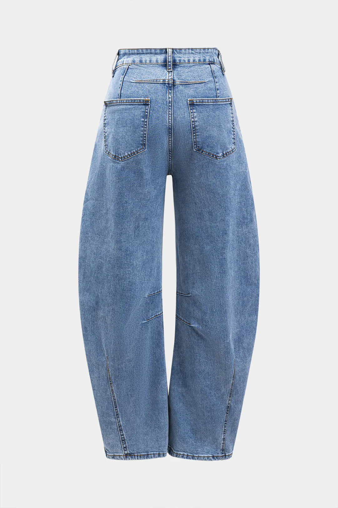 Denim Buton Pocket Wide Leg Barrel Jeans - Flockneti