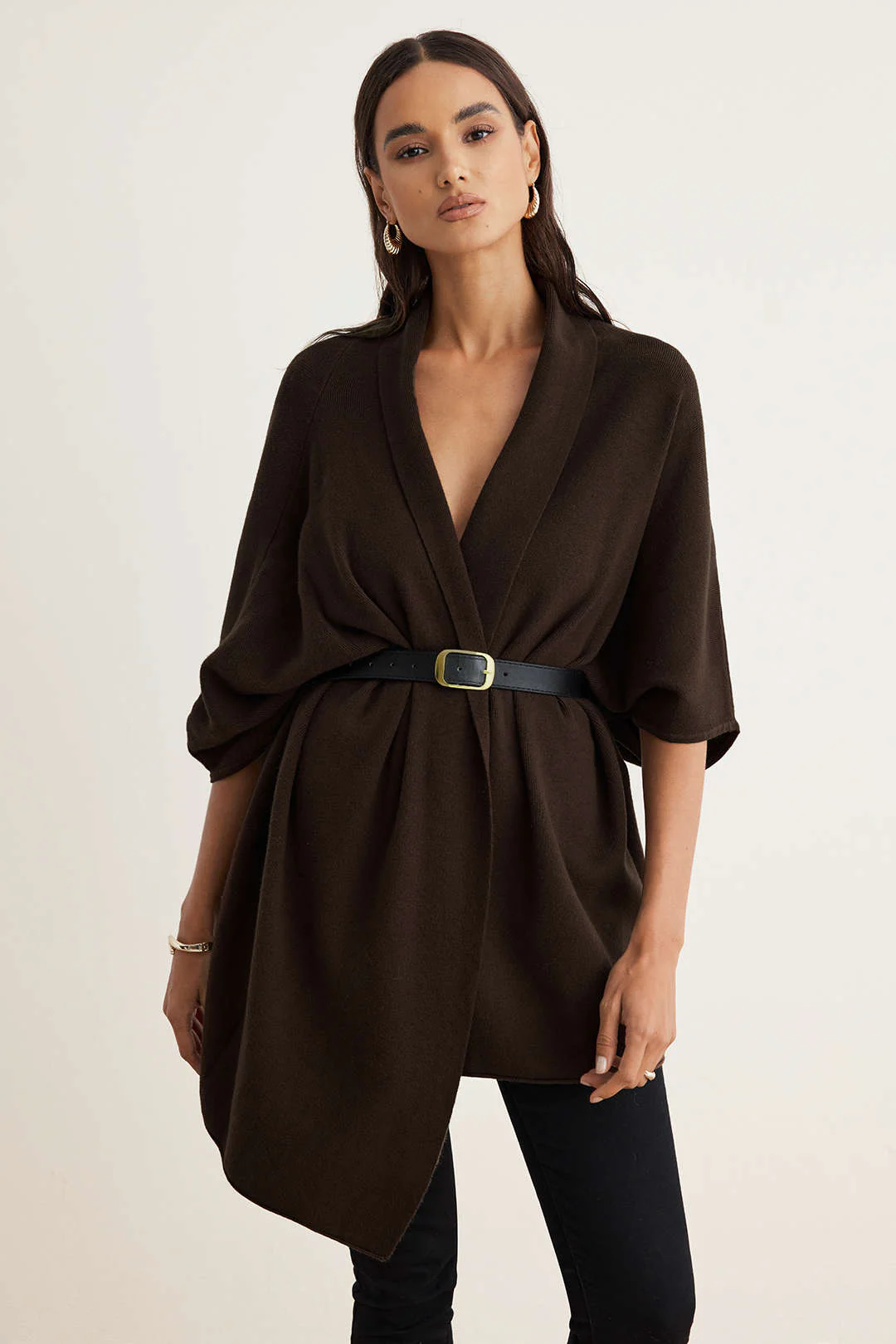 Knit Belted Short-Sleeve Top - Flockneti