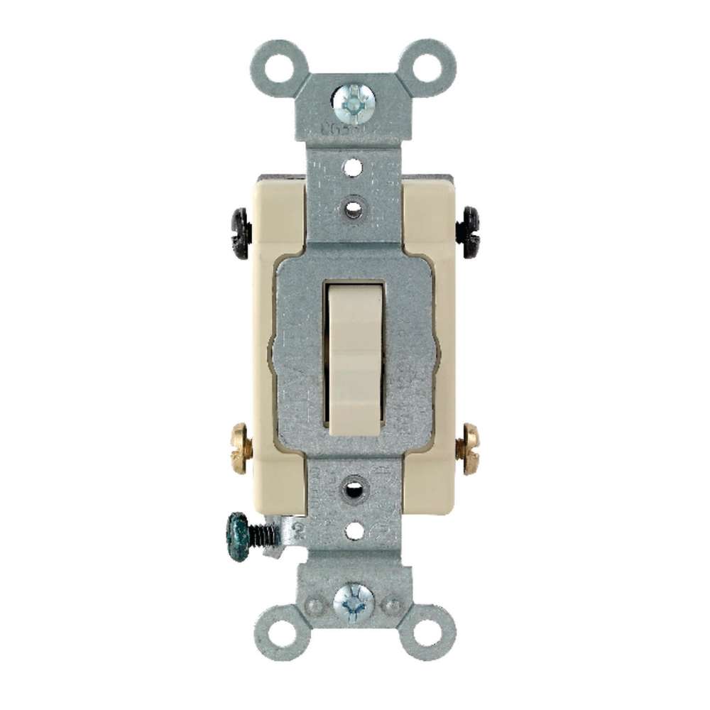 Leviton 4 Way Grounded Toggle Switch 20A 120/277V Metal Ivory - Flockneti