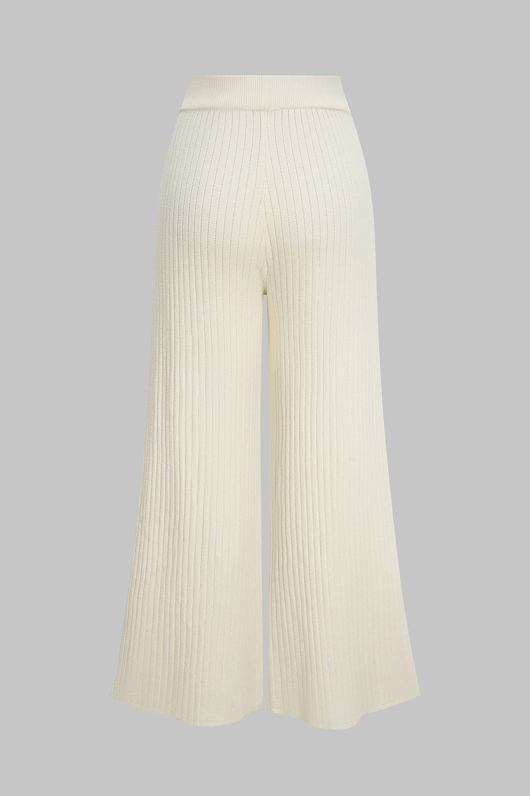 Knit High Waist Ribbed Side Button Straight Leg Pants - Flockneti