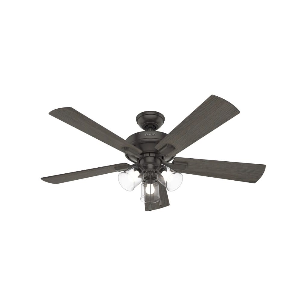 Hunter Fan Crestfield Ceiling Fan 52″ Bronze Bleached Grey Pine - Flockneti