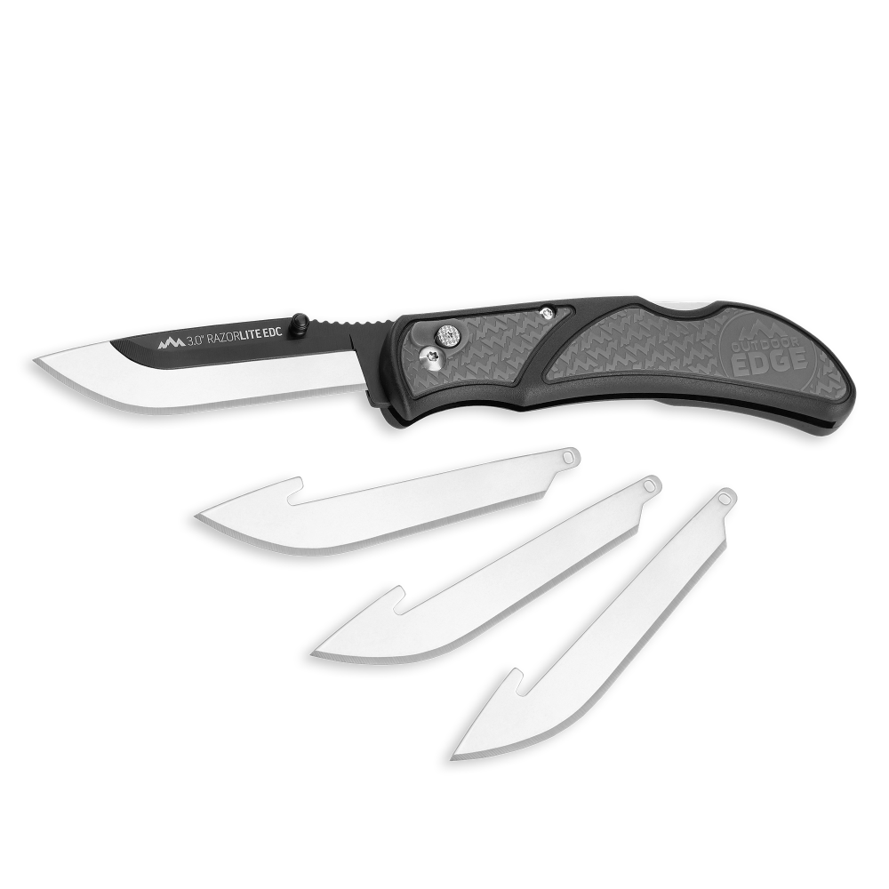 Outdoor Edge RazorLite EDC Folding Knife with 4 Blades Gray 3″ - Flockneti