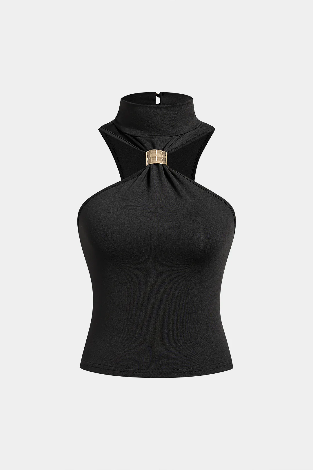 Mock Neck Metallic Tank Top - Flockneti