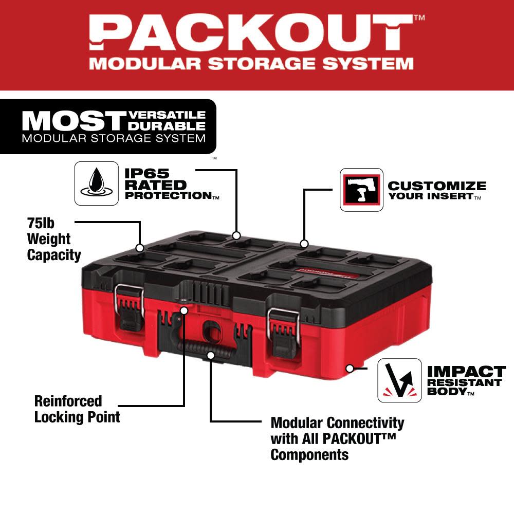 Milwaukee PACKOUT Tool Case with Foam Insert - Flockneti