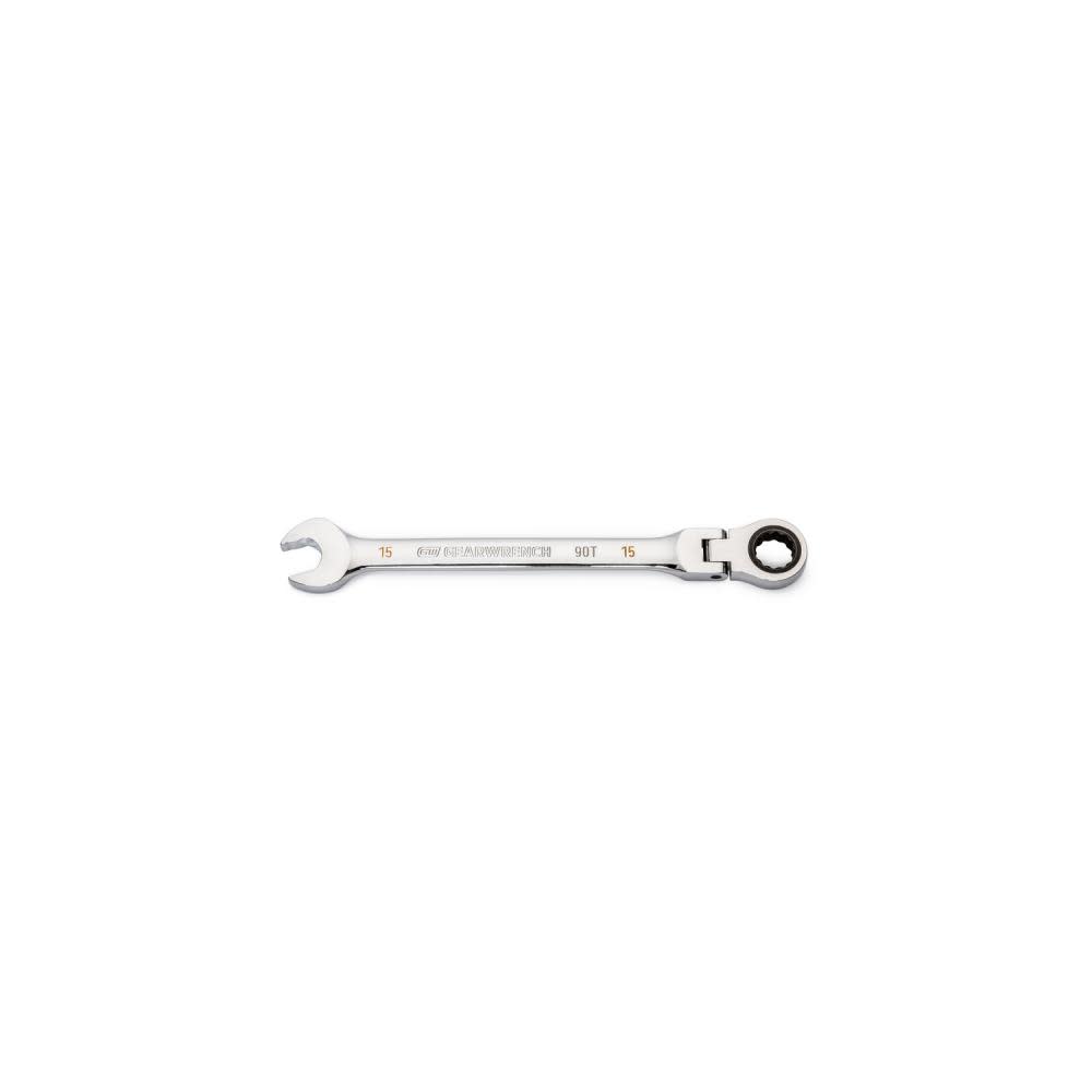 GEARWRENCH 15mm 90T 12 Point Flex Head Ratcheting Combination Wrench - Flockneti