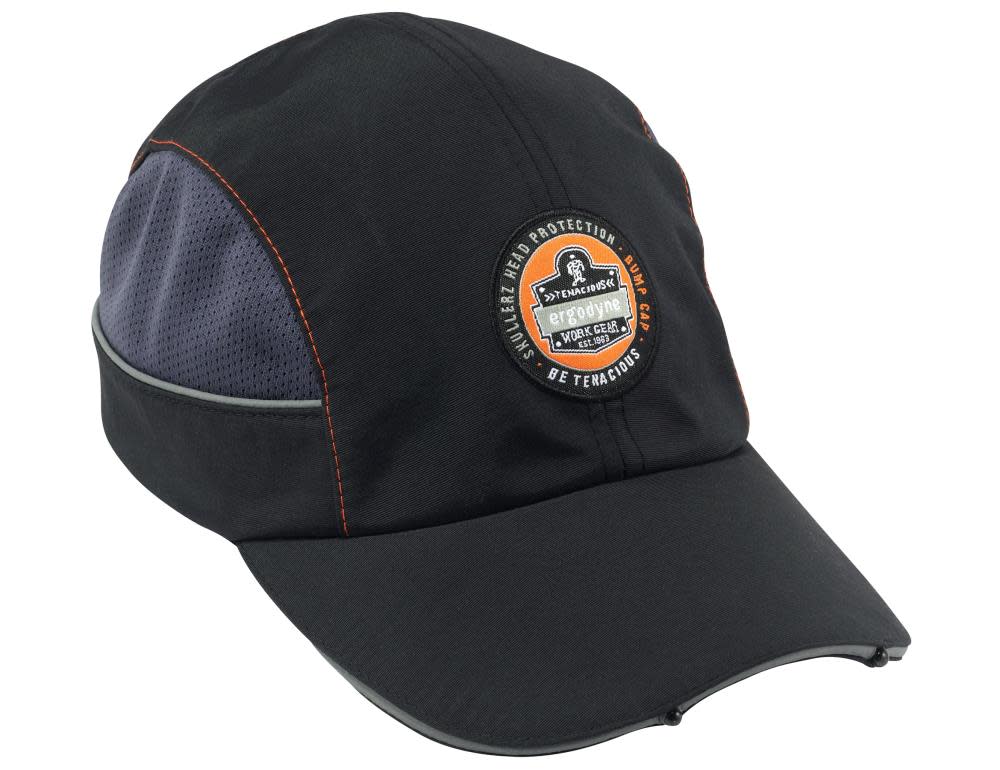 Ergodyne Skullerz 8960 Black Short Brim LED Bump Cap - Flockneti