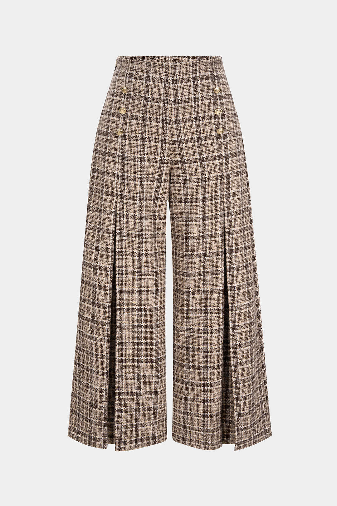 Plus Size Plaid Print Zipper Button Straight Pants - Flockneti