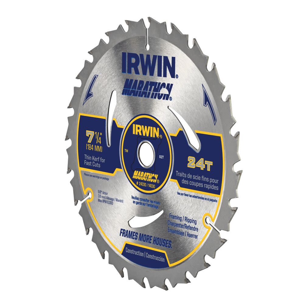 Irwin Marathon 7-1/4″ Circular Saw Blade 24T Carbide - Flockneti