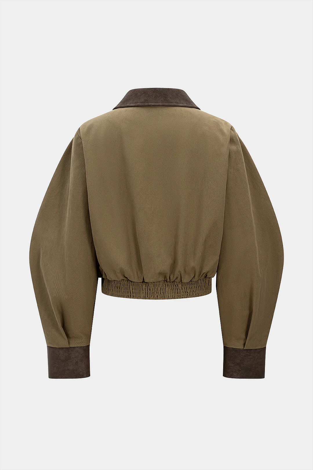 Faux Leather Button Shirred Patchwork Pocket Jacket - Flockneti