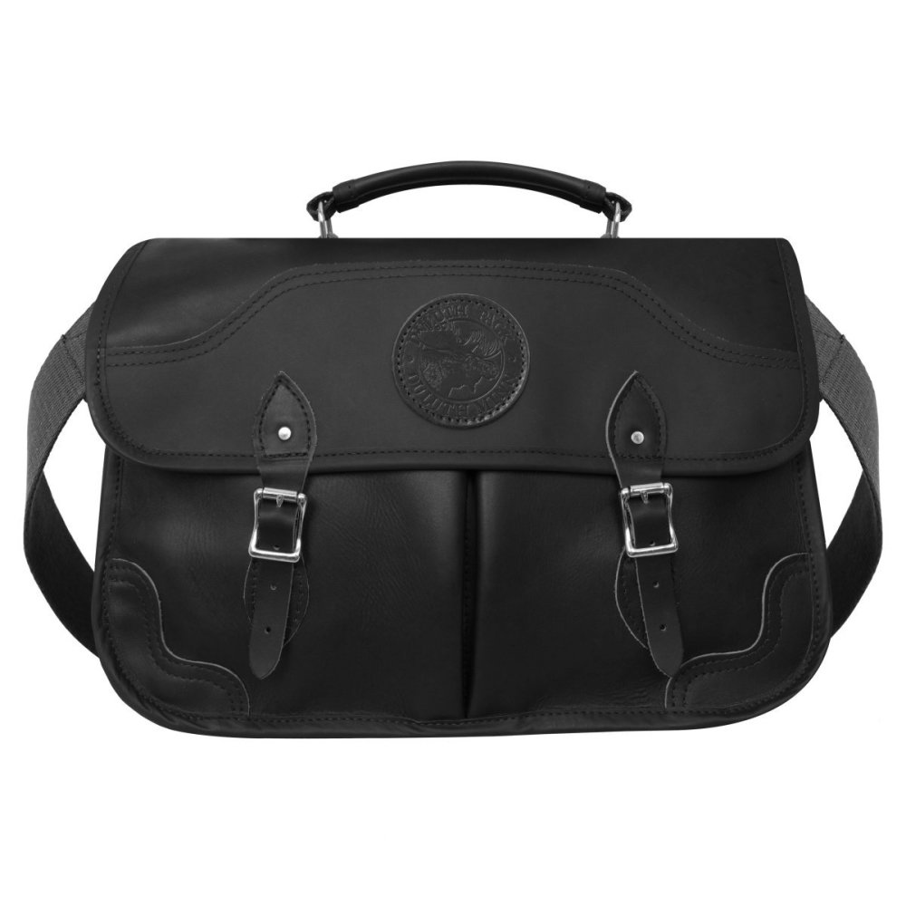 Duluth Pack 15 Liter Capacity Black Leather Executive Briefcase - Flockneti