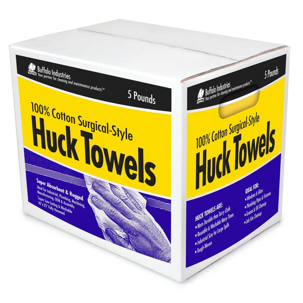 Buffalo Industries 16 x 23″ Fully Hemmed Surgical Huck Towel 5 Lb Box - Flockneti
