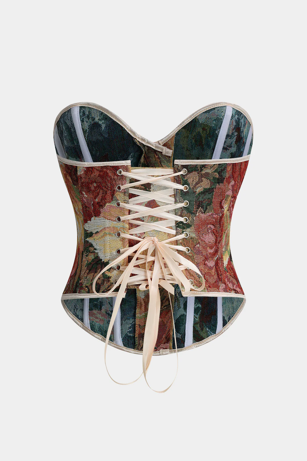 Jacquard Tie Back Strapless Contrast Tube Top - Flockneti