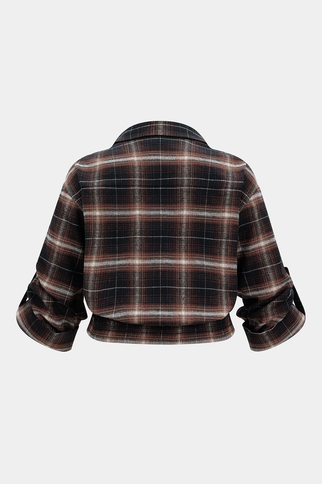 Plus Size Plaid Print Waist-Cinching Shirt - Flockneti
