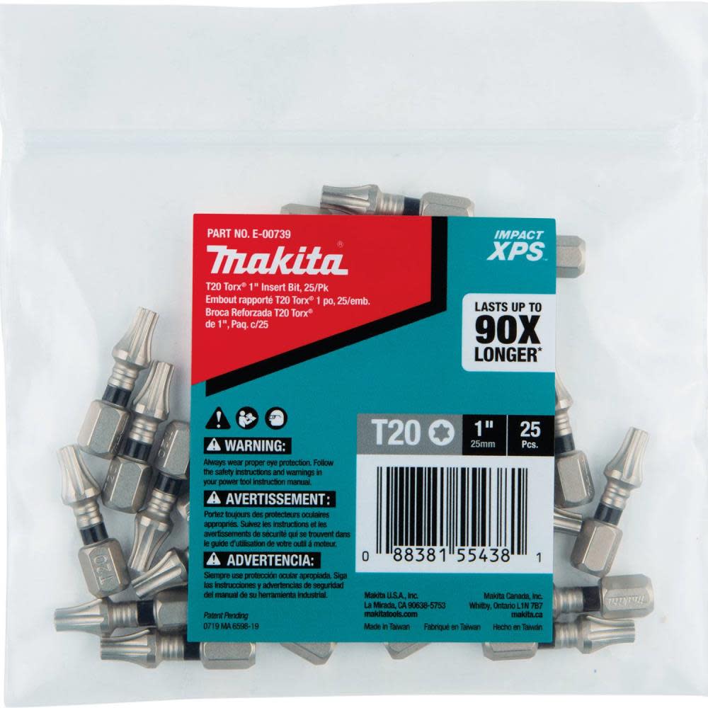 Makita Impact XPS T20 Torx 1″ Insert Bit 25/pk - Flockneti