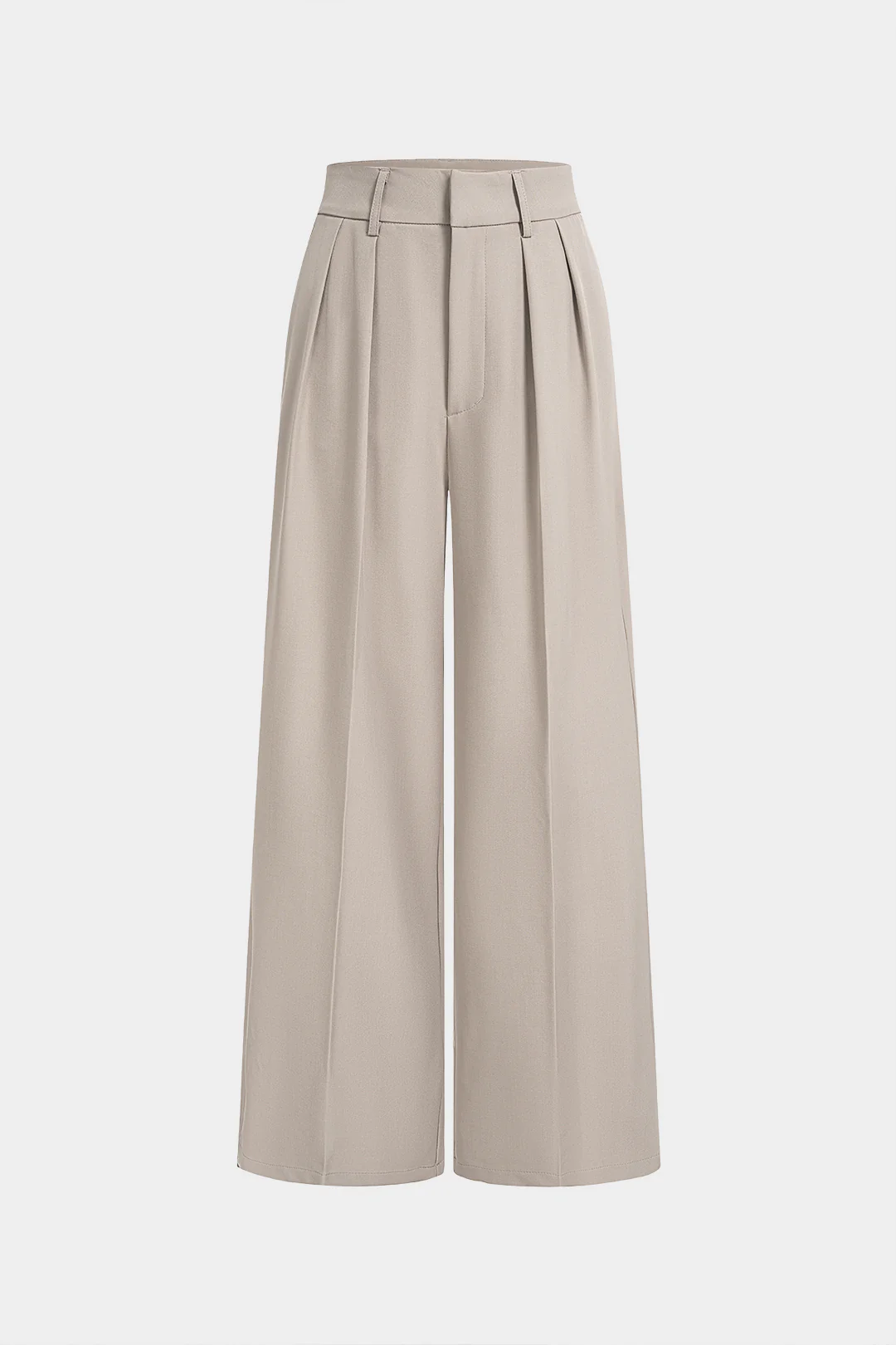 Solid Ruched Pocket High Waist Wide Leg Pants - Flockneti