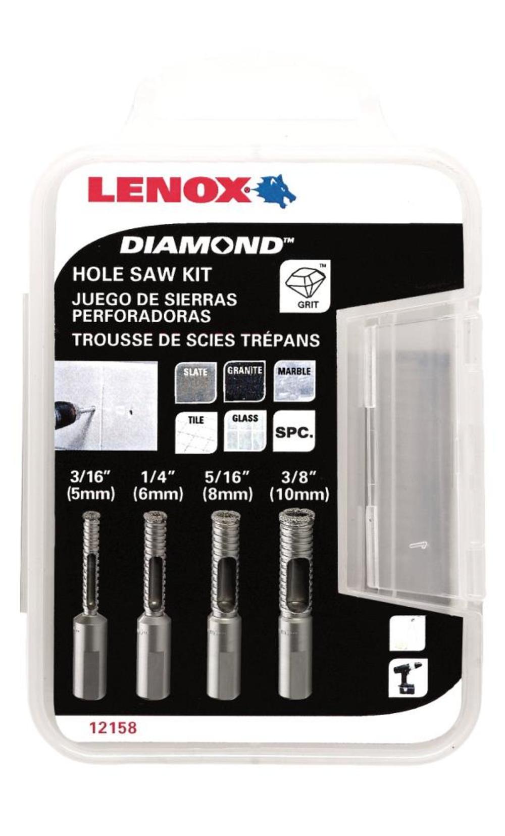 Lenox 4pc Diamond Tile Hole Saw Kit - Flockneti
