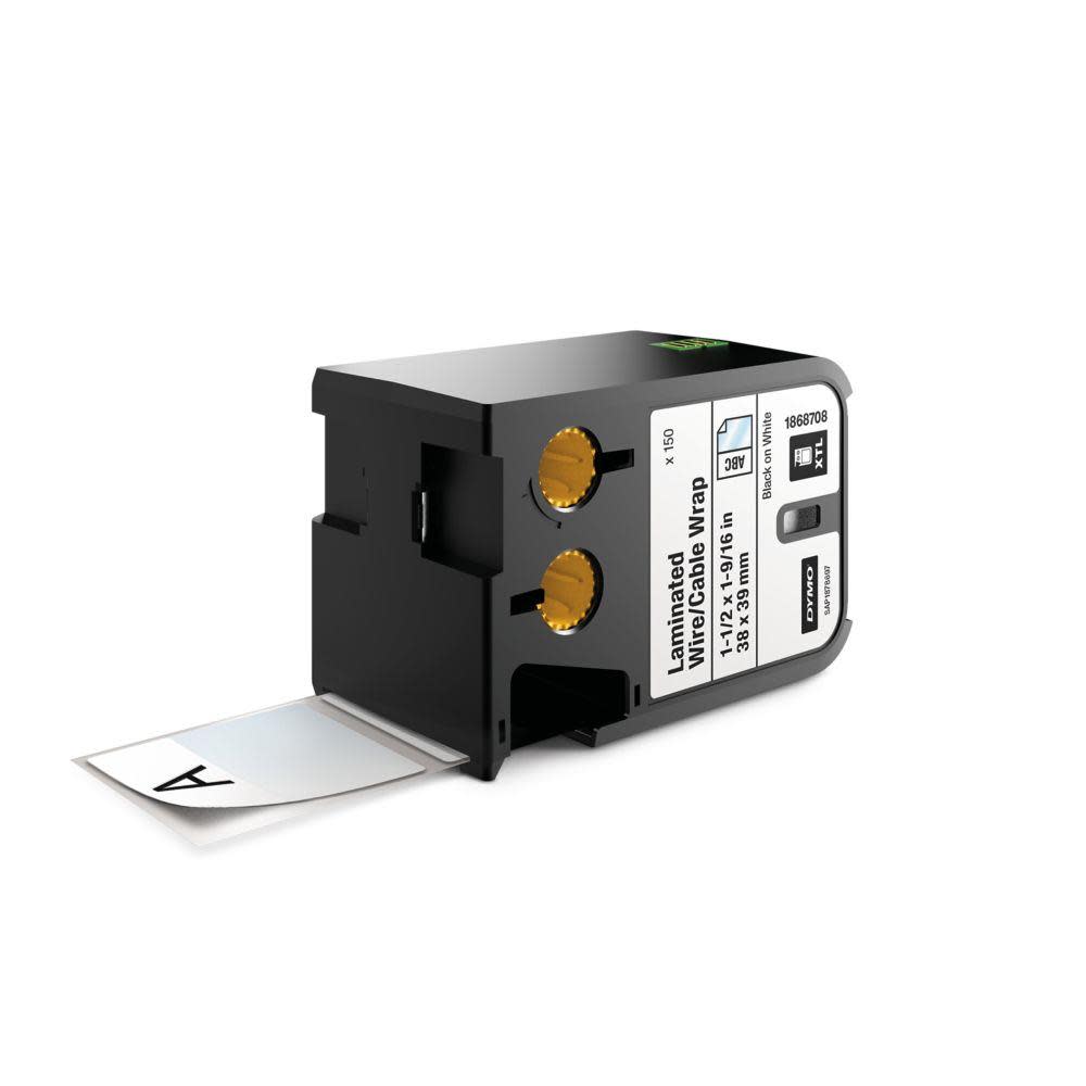 Dymo XTL 1 1/2″ x 1 9/16″ Laminated Wire/Cable Wrap Black On White - Flockneti