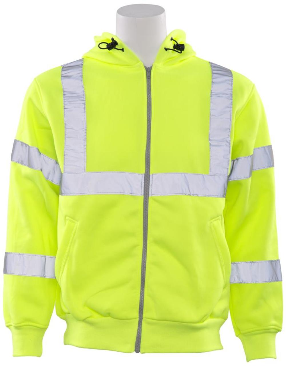 ERB W375 Class 3 Hi Viz Lime Zippered Sweatshirt Large - Flockneti
