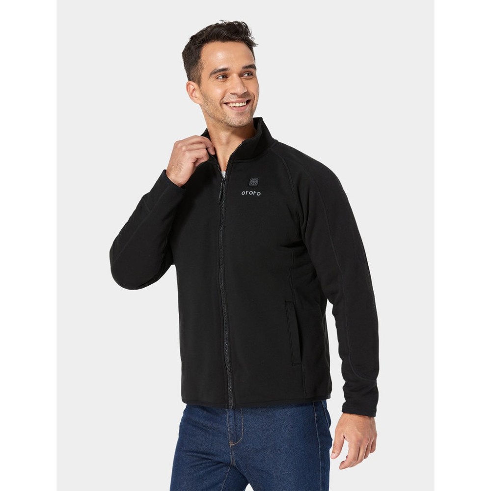 ORORO Mens Black Heated Fleece Jacket Kit Small - Flockneti