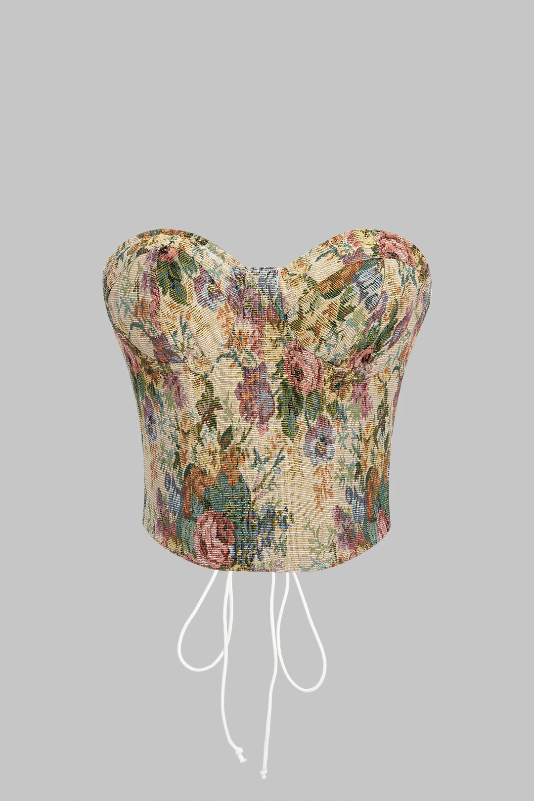 Jacquard Tie-Up Corset Tube Top - Flockneti
