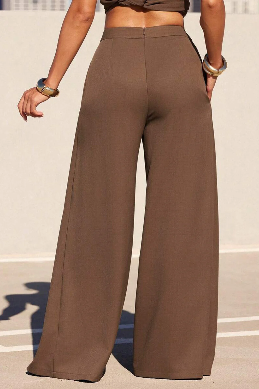 Asymmetrical High-Waist Wide-Leg Pants - Flockneti