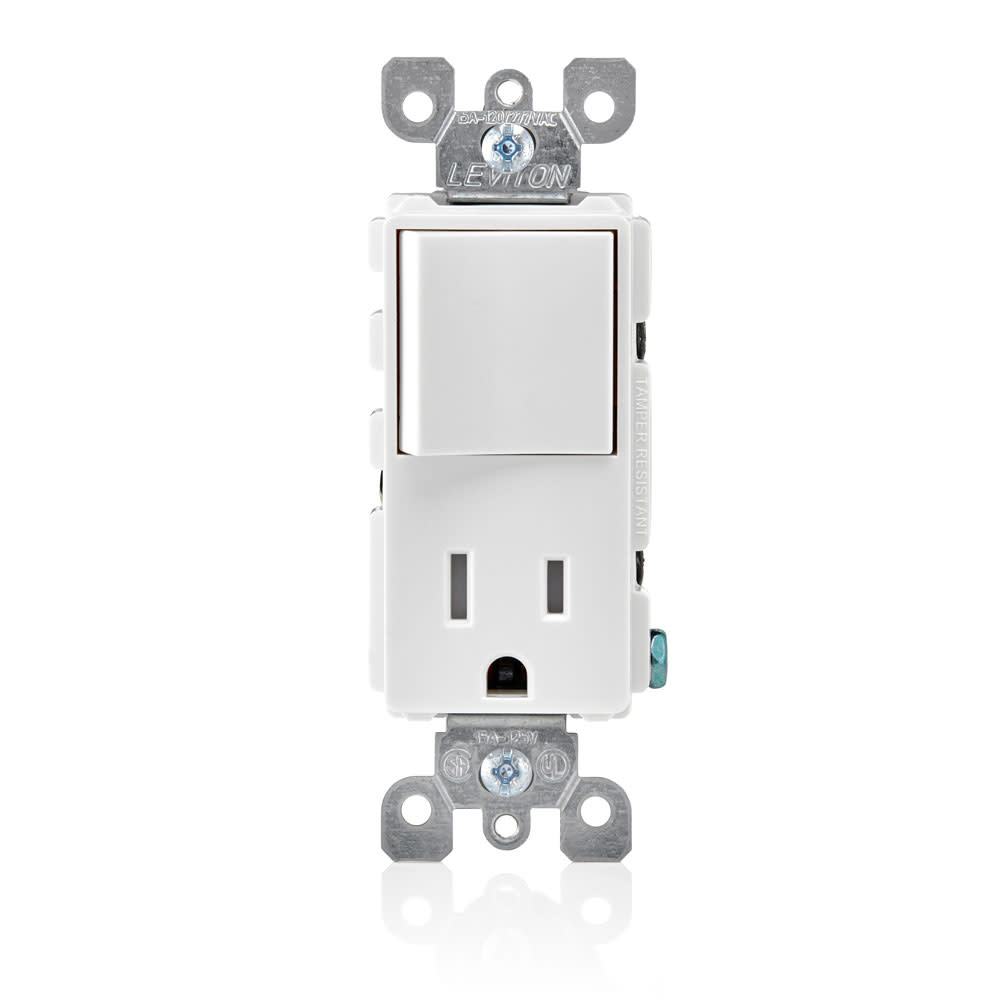 Leviton Combination Decora Switch & Receptacle/Outlet 15A White - Flockneti