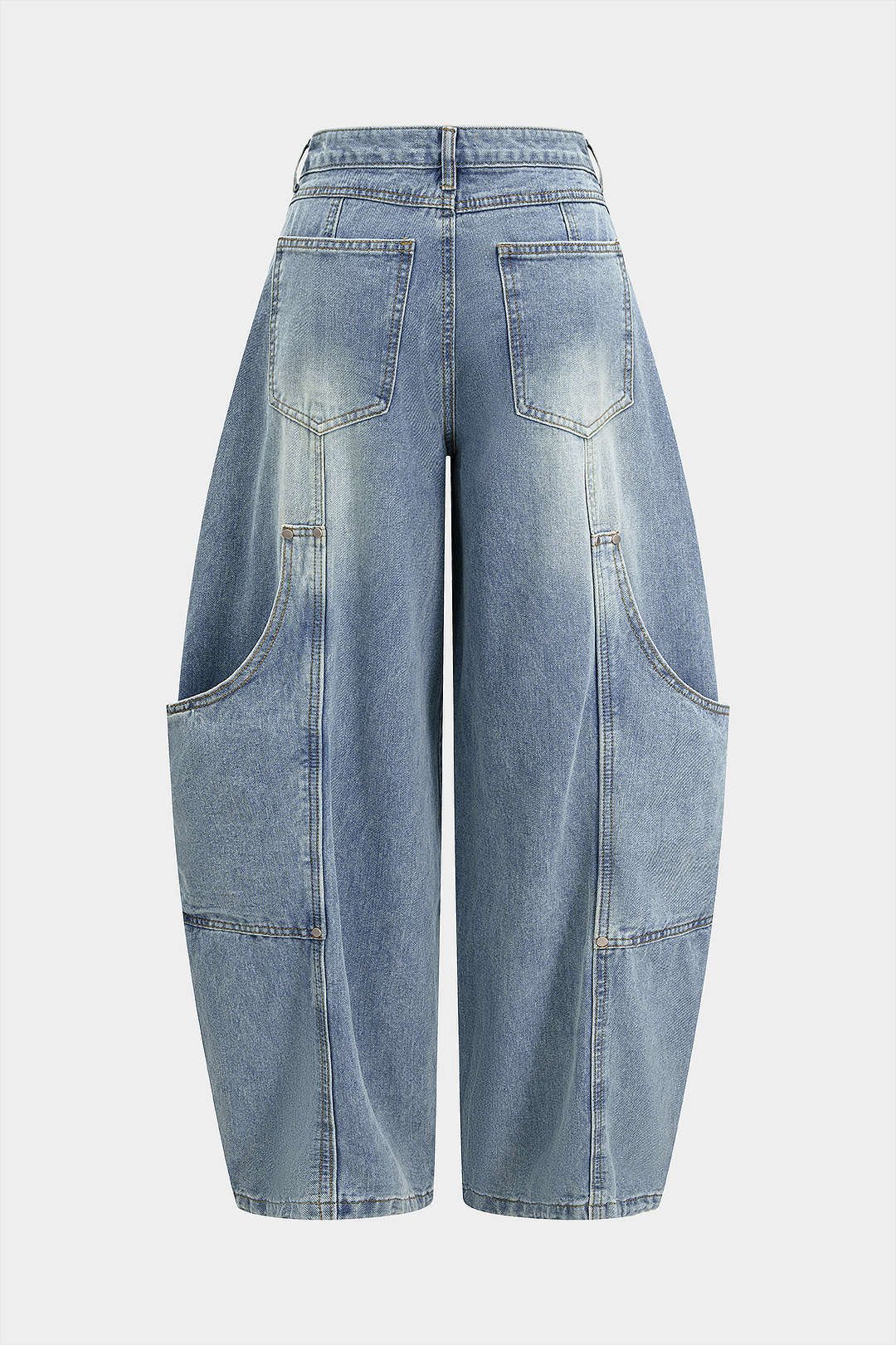 Denim Pocket Wide Leg Jeans - Flockneti