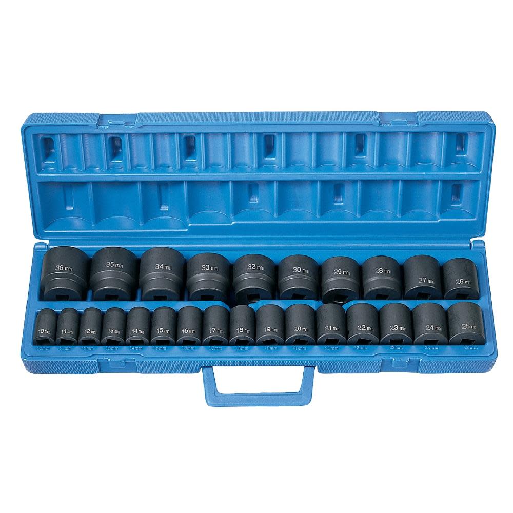Grey Pneumatic 1/2″ Drive 26 Pc. Standard Length Metric Master Set - Flockneti