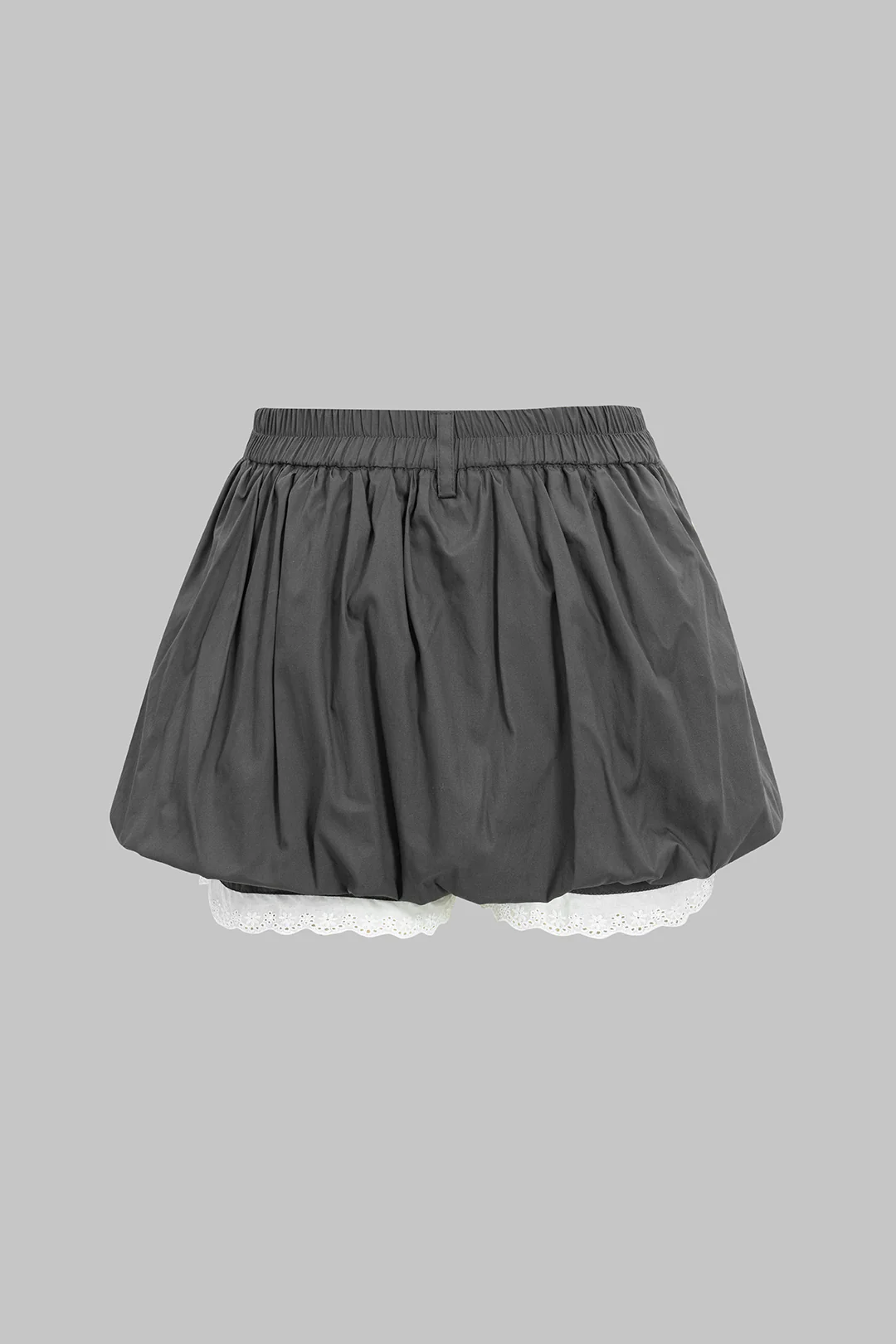 Lace Trim Ruched Low Waist Skort - Flockneti