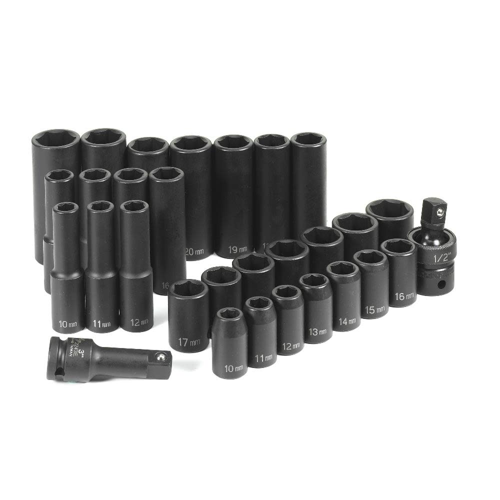 Grey Pneumatic 1/2″ Drive 30 Piece Standard/Deep Metric Set - Flockneti