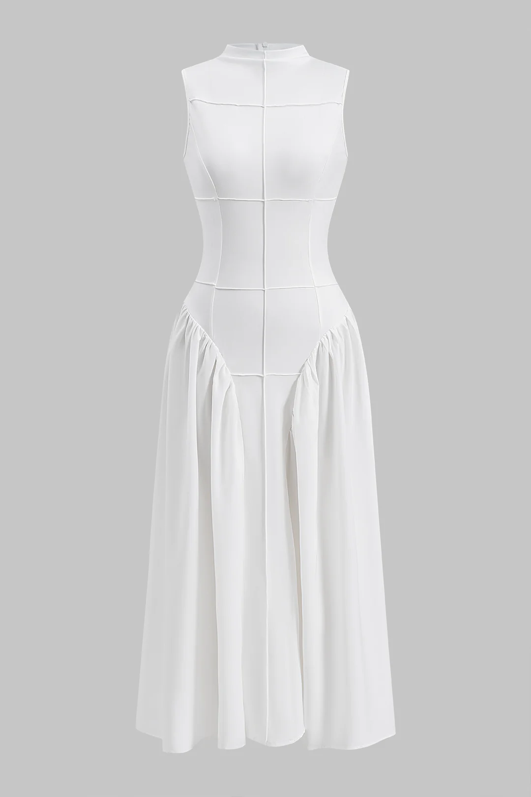 Solid Ruched Sleeveless Midi Dress - Flockneti