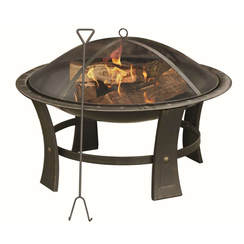 Living Accents Round Wood Fire Pit 29″ Bronze Steel - Flockneti