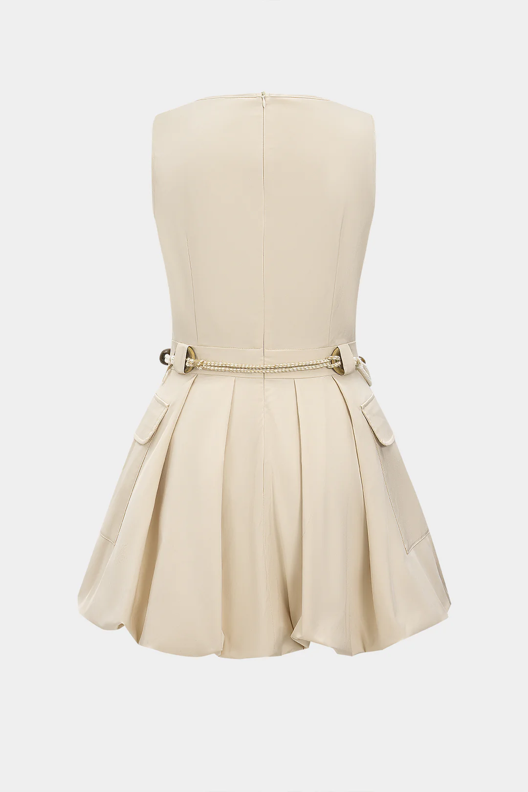 V-Neck Belted Sleeveless Mini Dress - Flockneti