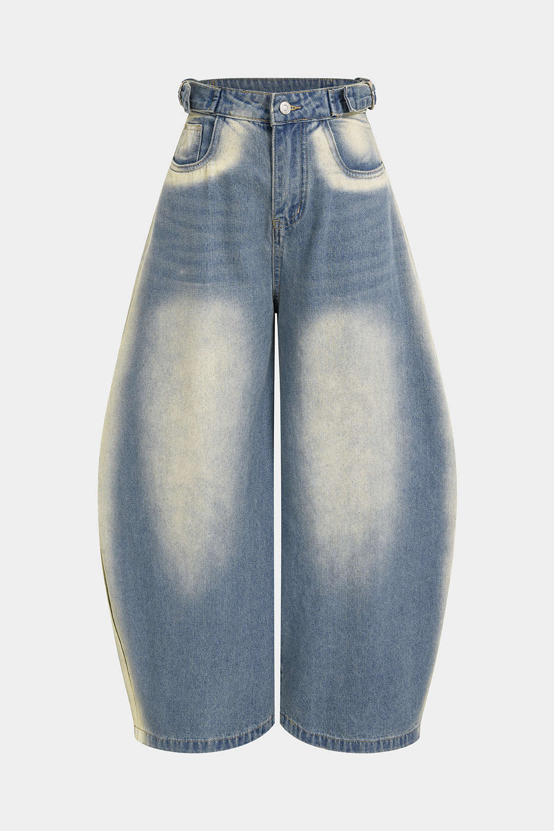 Denim Washed Pocket Wide Leg Jeans - Flockneti