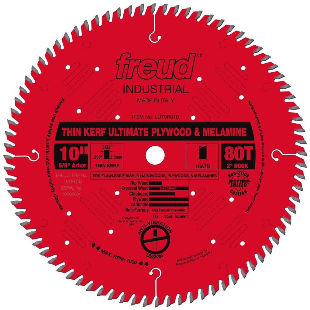 Freud 10″ Thin Kerf Ultimate Plywood & Melamine Blade with Perma-SHIELD Coating - Flockneti