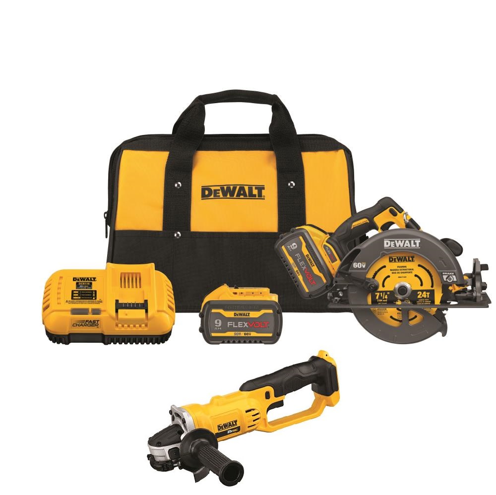 DEWALT FLEXV 60V MAX 7 1/4″ Circular Saw & 20V MAX 4 1/2 Cut-Off Tool Kit Bundle - Flockneti