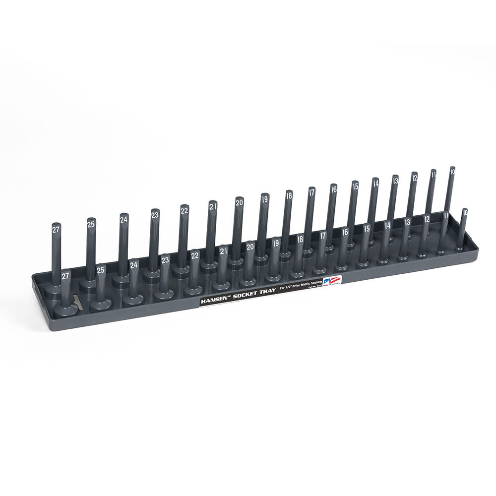 Hansen Global 2 Row Socket Tray 1/2″ Drive 34 Slot Metric Gray - Flockneti