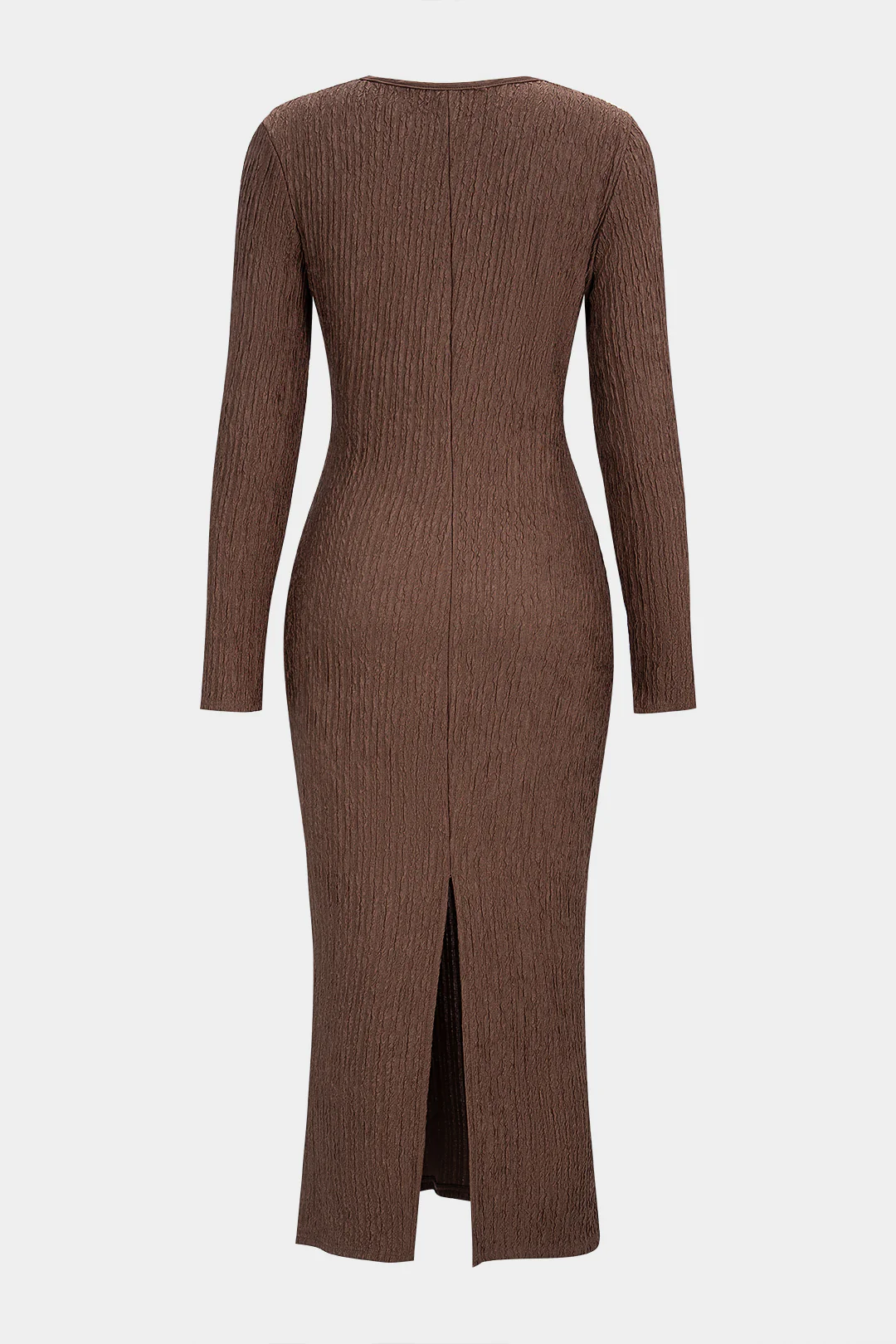 Crossed V-Neck Asymmetrical Long Sleeve Maxi Dress - Flockneti