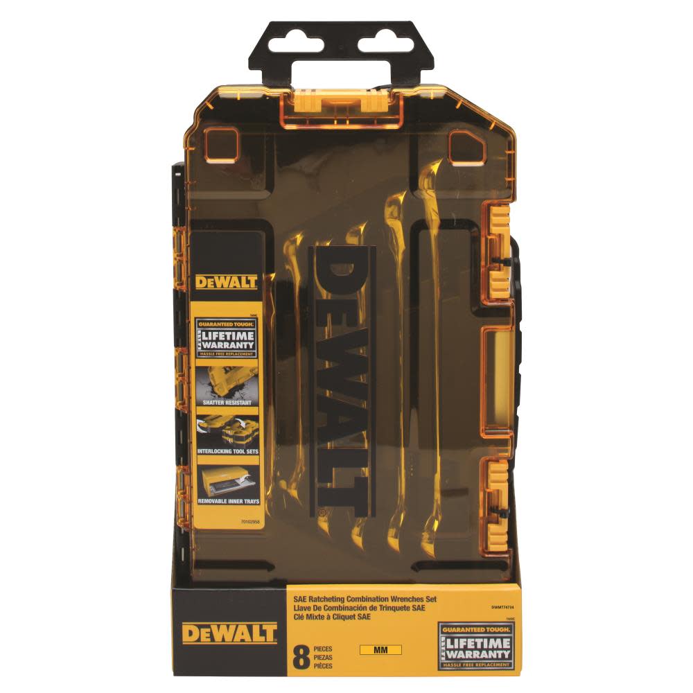 DEWALT Tough Box 8 pc. MM Ratchet Combo Wrench Set - Flockneti